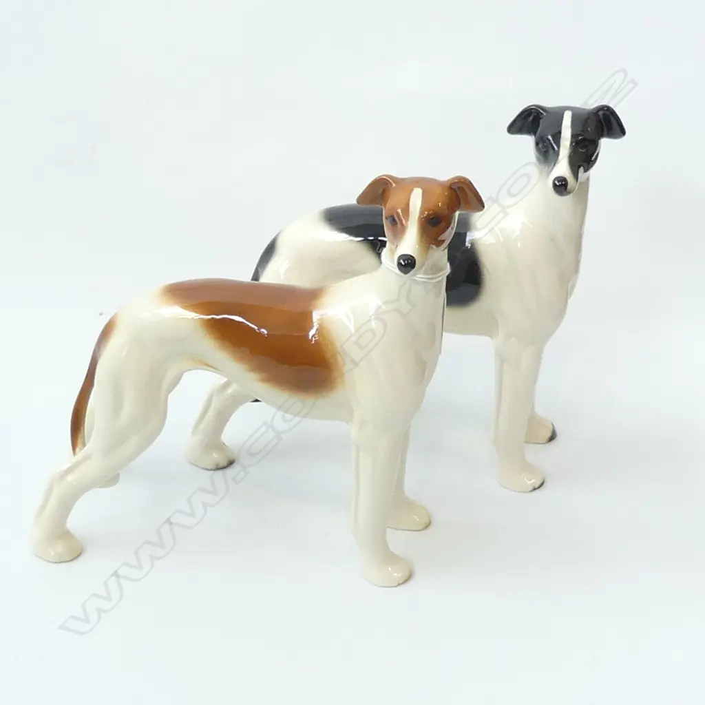 PR PORCELAIN COOPERCRAFT GREYHOUNDS 200mmH Image 1++