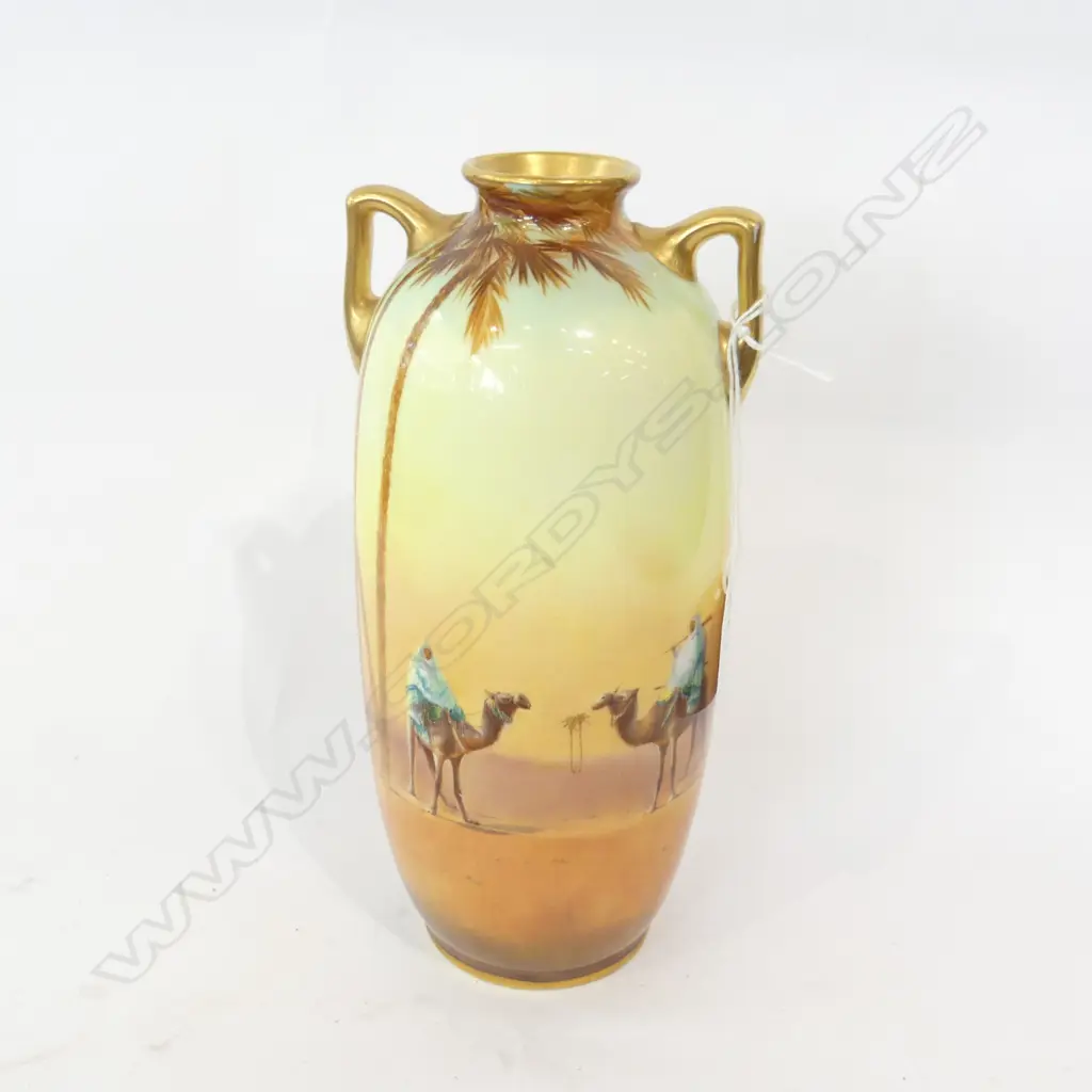 ROYAL DOULTON DESERT & CAMEL SCENE GOLD GILDED VASE H. 215MM Image 1++