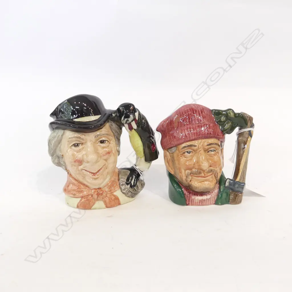 2 SM ROYAL DOULTON CHARACTER JUGS; THE LUMBERJACK & THE WALRUS & CARPENTER (H 110MM) Image 1++