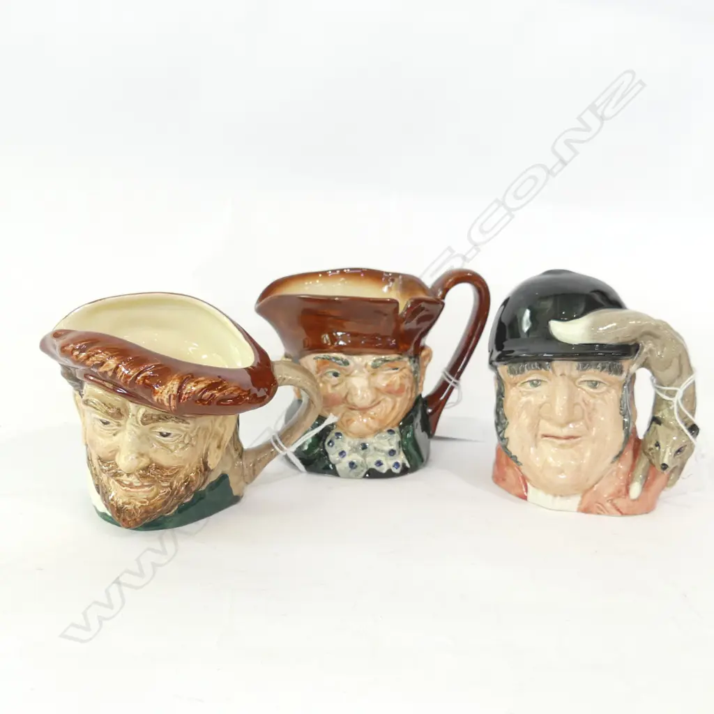 3 SM ROYAL DOULTON CHARACTER JUGS; H 90MM Image 1++