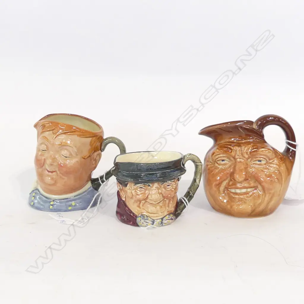 3 SM ROYAL DOULTON CHARACTER JUGS;  H 90MM Image 1++