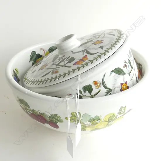 LARGE PORTMEIRION POMONA BOWL (DIA 260MM) + BOTANIC GARDEN LIDDED DISH (DIA 200MM)