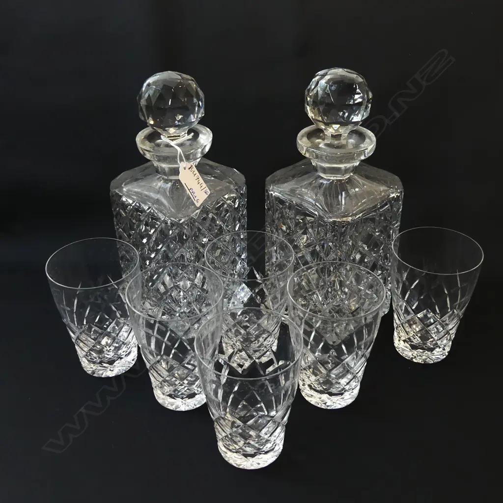 PR CRYSTAL DECANTERS + 6 GLASSSES Image 1++