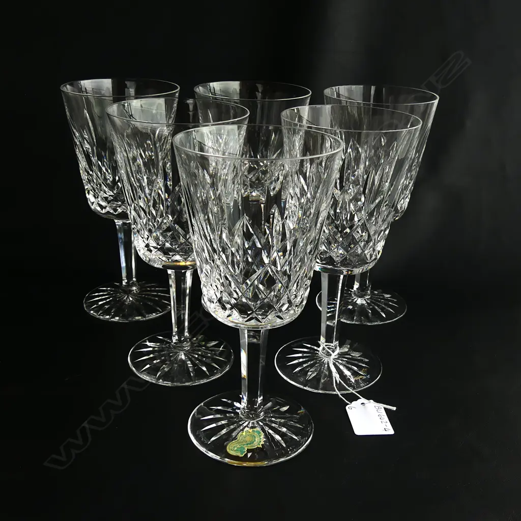 SIX WATERFORD 'LISMORE' STEMMED WINE GLASSES H. 175MM Image 1++
