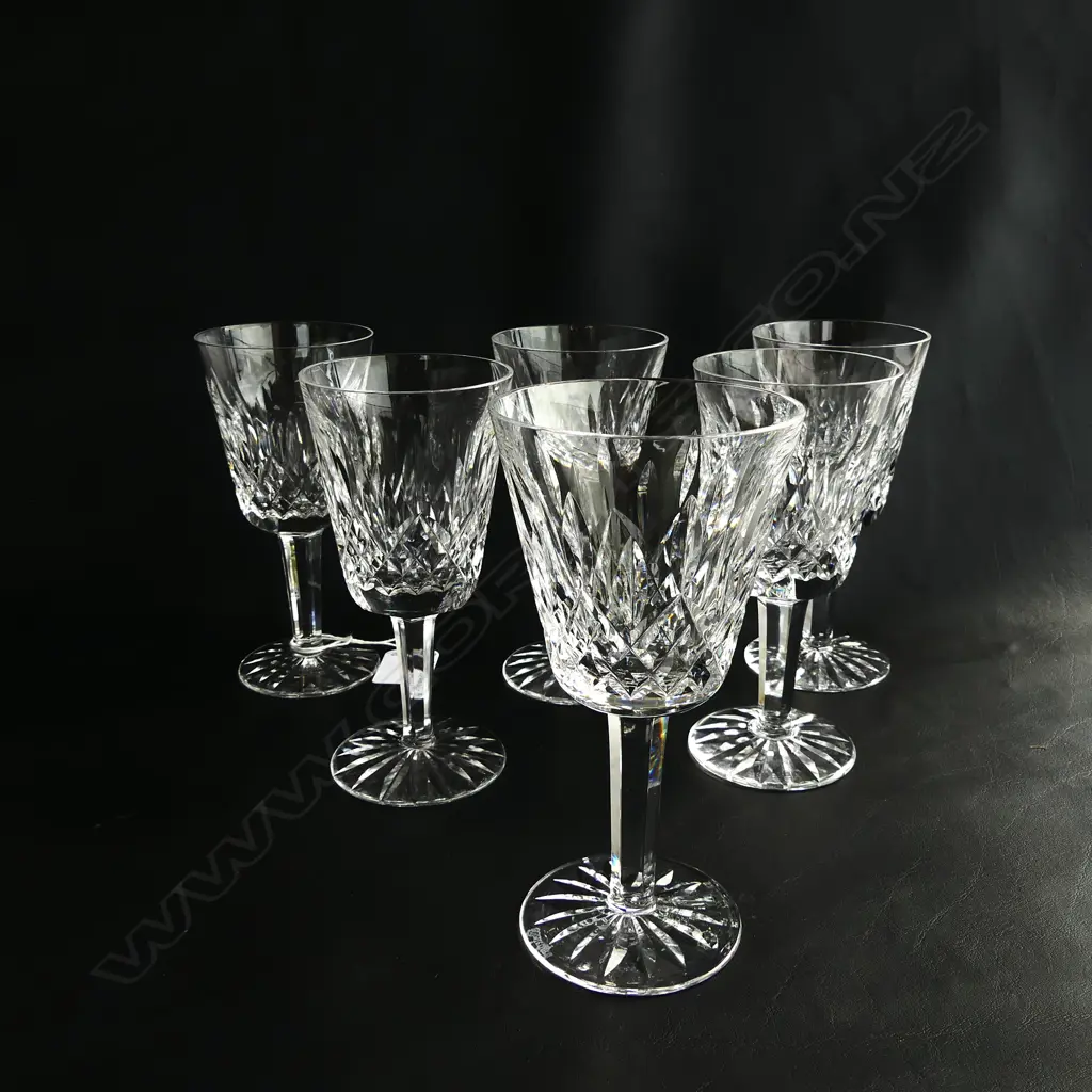 SIX WATERFORD 'LISMORE' STEMMED WINE GLASSES, H. 145MM Image 1++