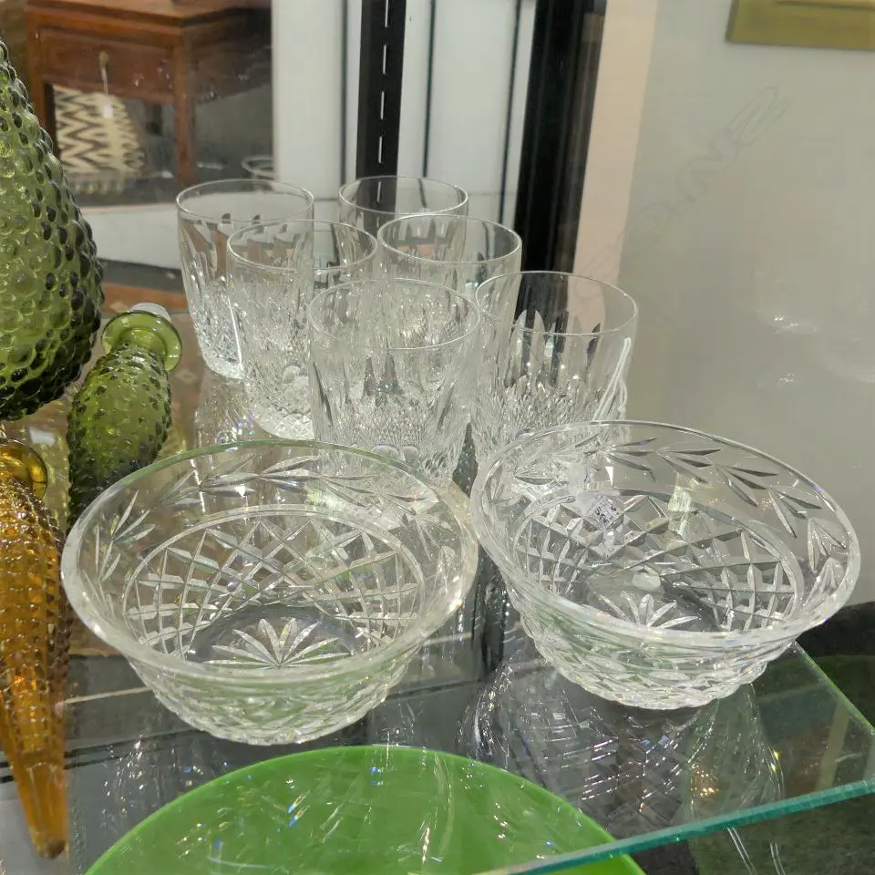 8 PCES WATERFORD; 6 GLASSES H.90mm + 2 BOWLS Image 1++