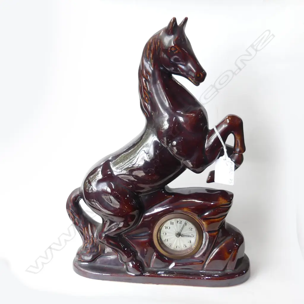 LARGE CERAMIC HORSE MANTLE CLOCK H. 335MM Image 1++
