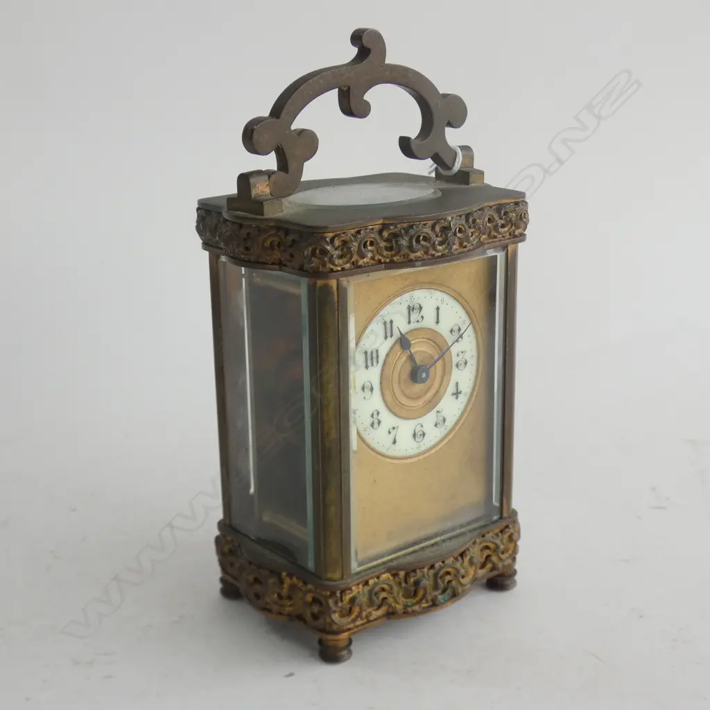 (20151) ANTIQUE DECORATIVE BRASS CARRIAGE CLOCK  H. 165mm Image 1++