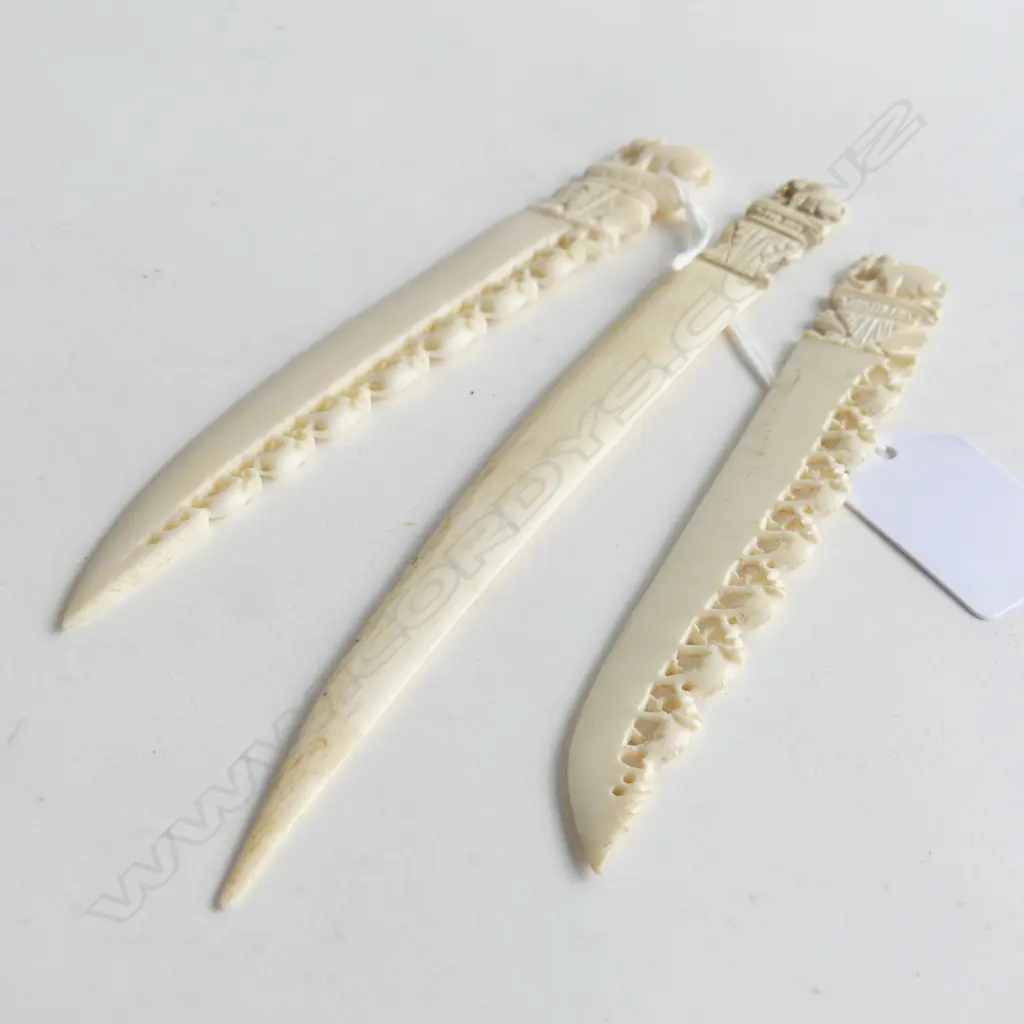 3 IVORY ELEPHANT LETTER OPENERS Image 1++