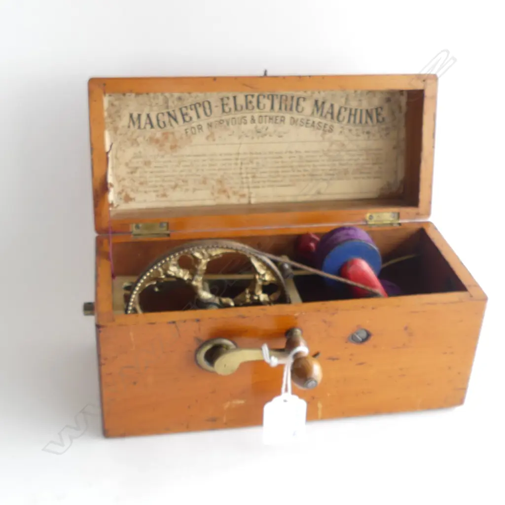 VICTORIAN 'MAGNETO-ELECTRIC MACHINE' [FOR NERVOUS & OTHER DISEASES], in PINE CASE 230 X 100 X 120mm Image 1++