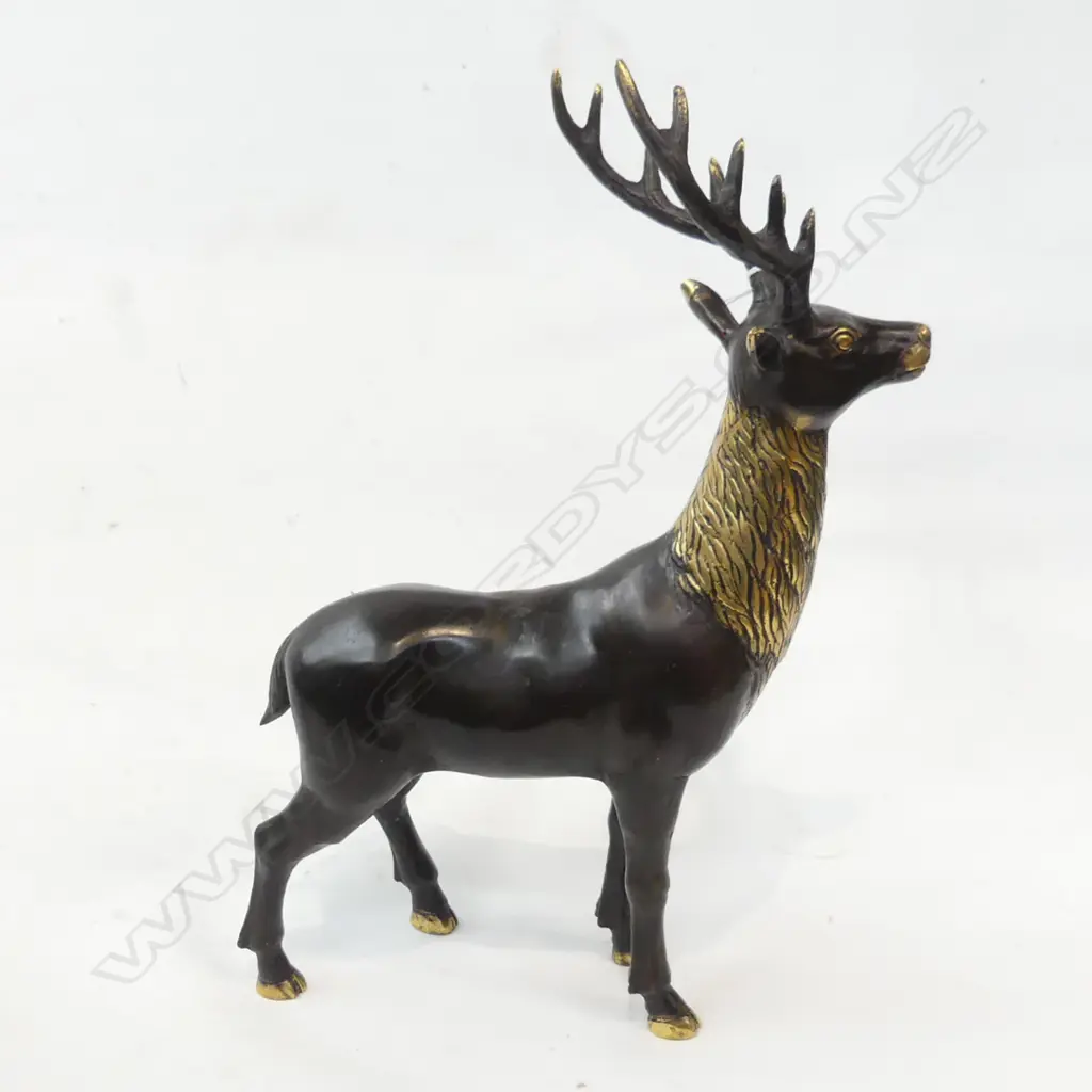 BRONZE STANDING STAG POLISHED SECTIONS H.340mm Image 1++