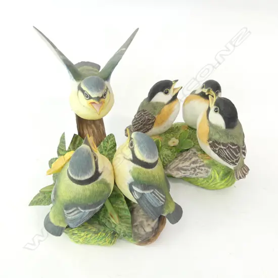 2 FRANKLIN MINT BIRD FIGURINES; '1986 FIRST FLIGHT' & '1985 CONVERSATION' H  135MM