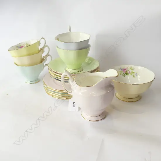 5 ROYAL ALBERT TRIOS + EXTRA SAUCER, MILK & SUGAR