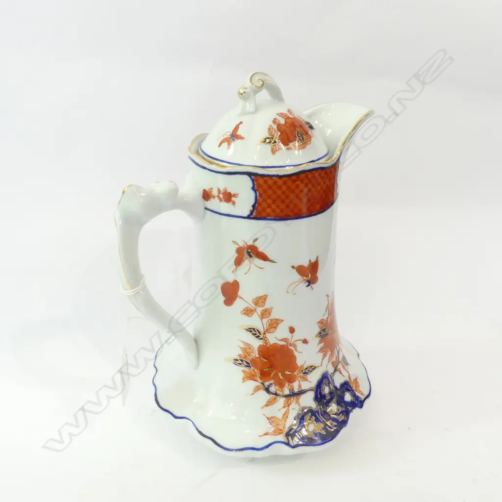 VINTAGE STANLEY PORCELAIN HAND DECORATED COFFEE POT H.  250MM Image 1++