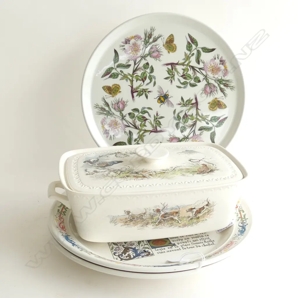 3 PORTMEIRION PLATTERS 315mm dia + VILLEROY & BOCH LIDDED TUREEN Image 1++