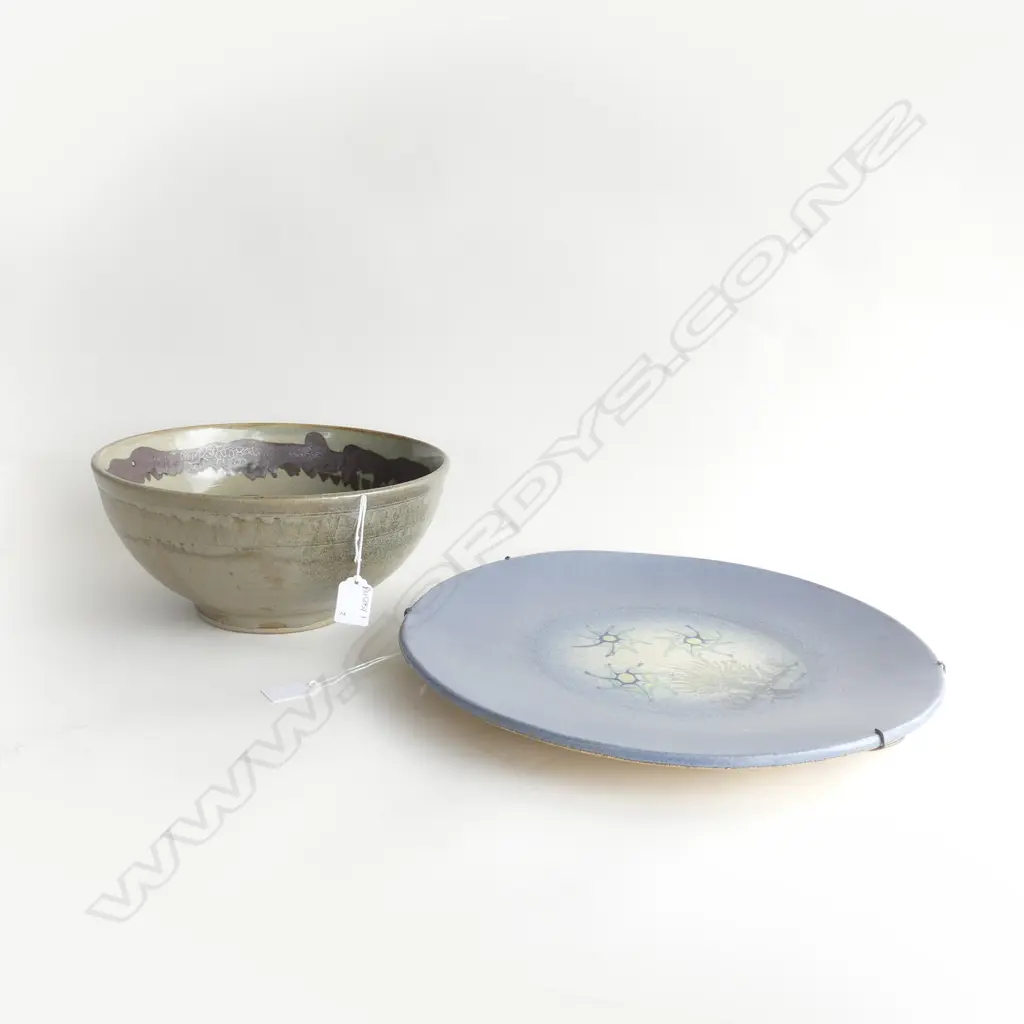 STUDIO POTTERY CHARGER PLATE 390mm dia + BOWL 280mm dia Image 1++