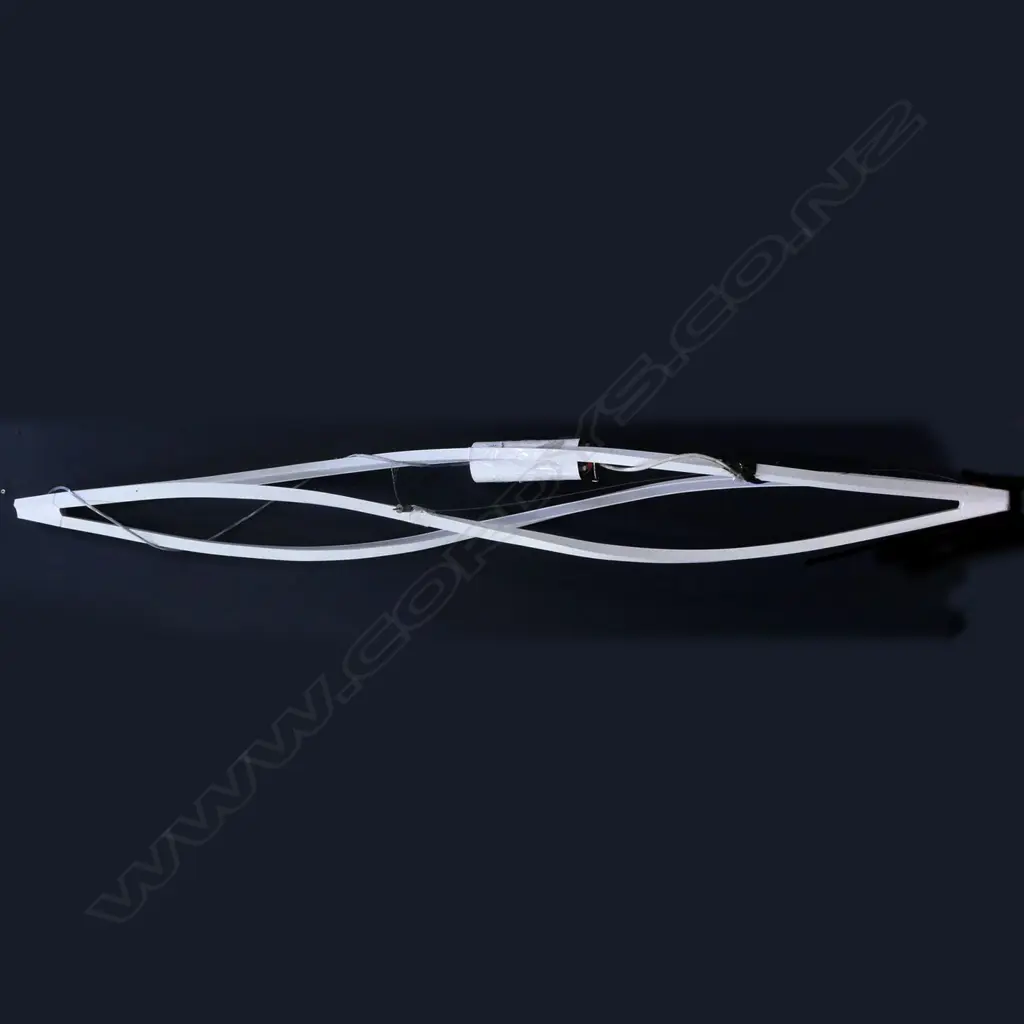 NEMO 'IN THE WIND'; CONTEMPORARY TWISTED WHITE METAL HORIZONTAL PENDANT LIGHT H.1800mm Image 1++