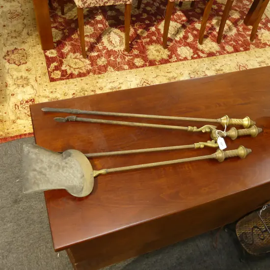 FIRESIDE SET OF 3 BRASS TOOLS
