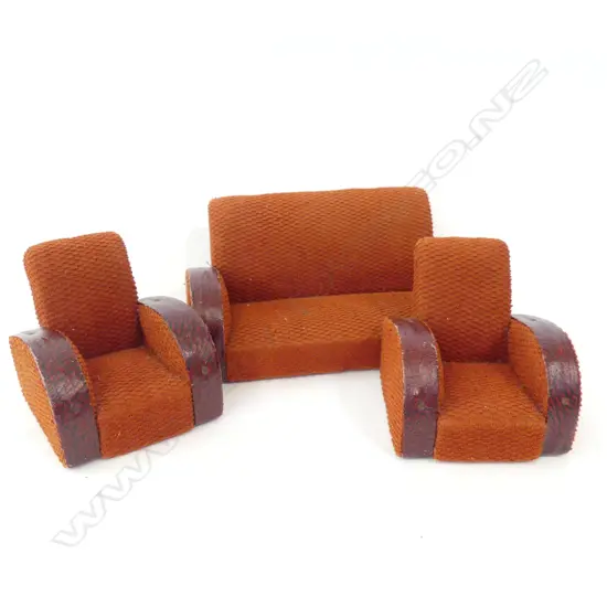 3 PC ART DECO TOY TUB COUCH (L 250MM) WITH  2 CHAIRS