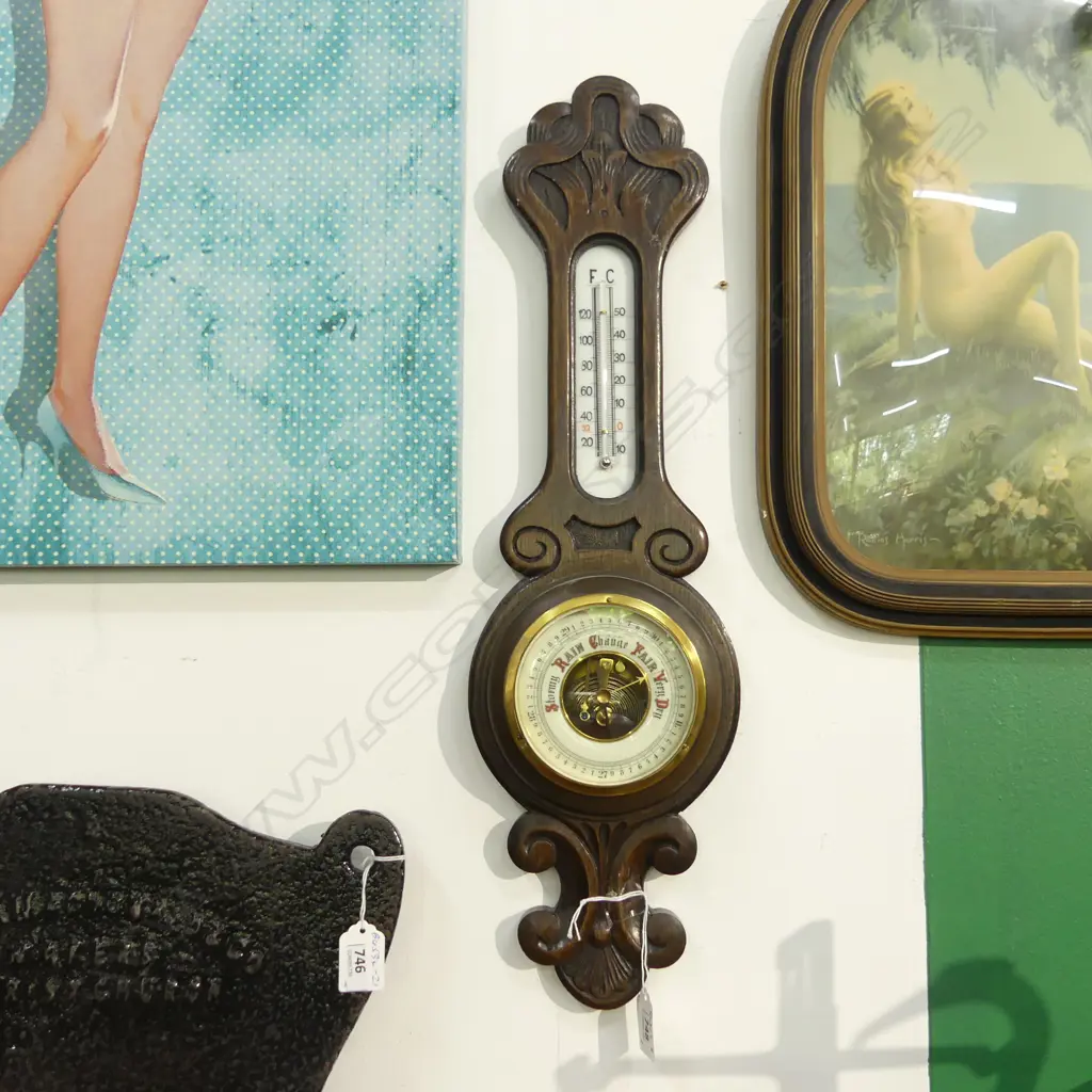 WALL BAROMETER H.550mm & SET OF BALANCE SCALES w WEIGHTS Image 1++