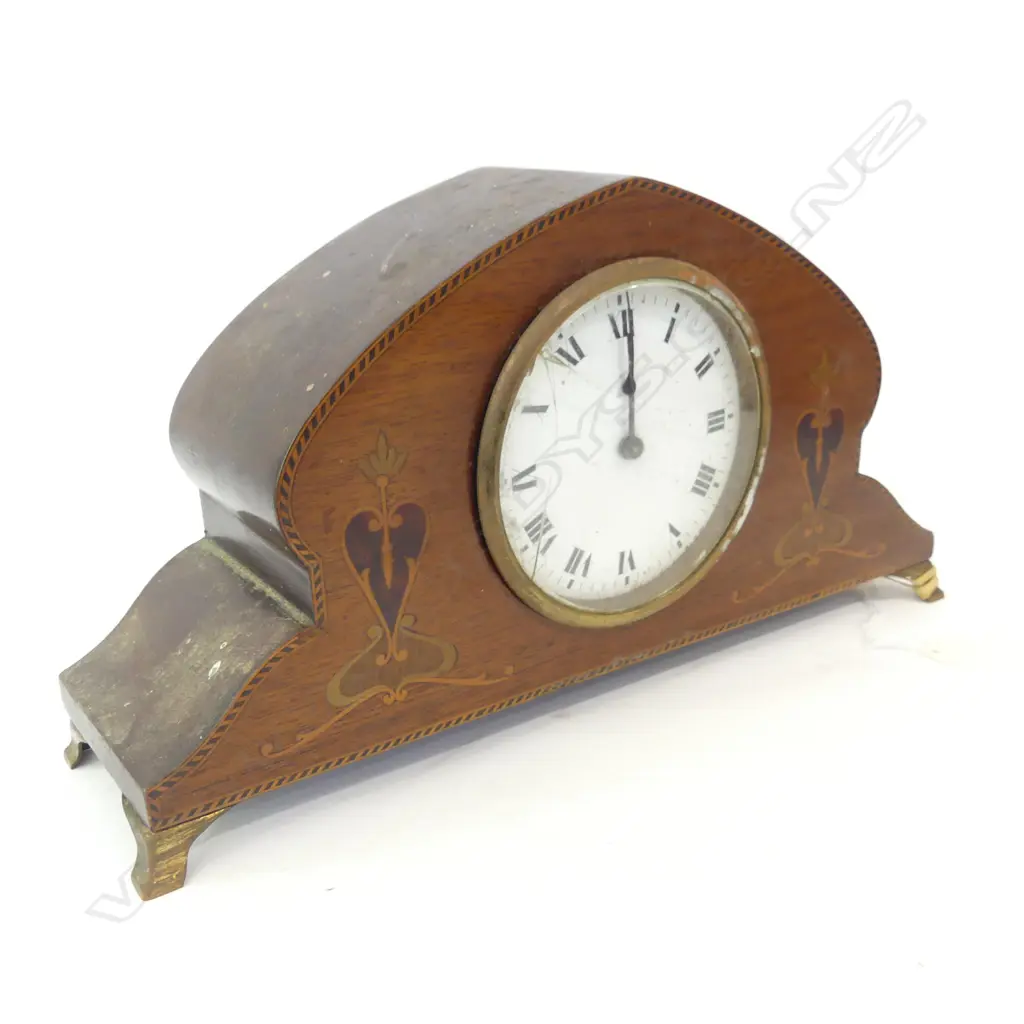ANTIQUE EDWARDIAN MANTLE CLOCK, CRACKED GLASS Image 1++