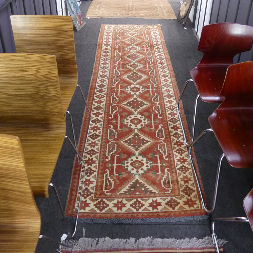 HAND KNOTTED ALL WOOL RUNNER 2950x880mm Image 1++