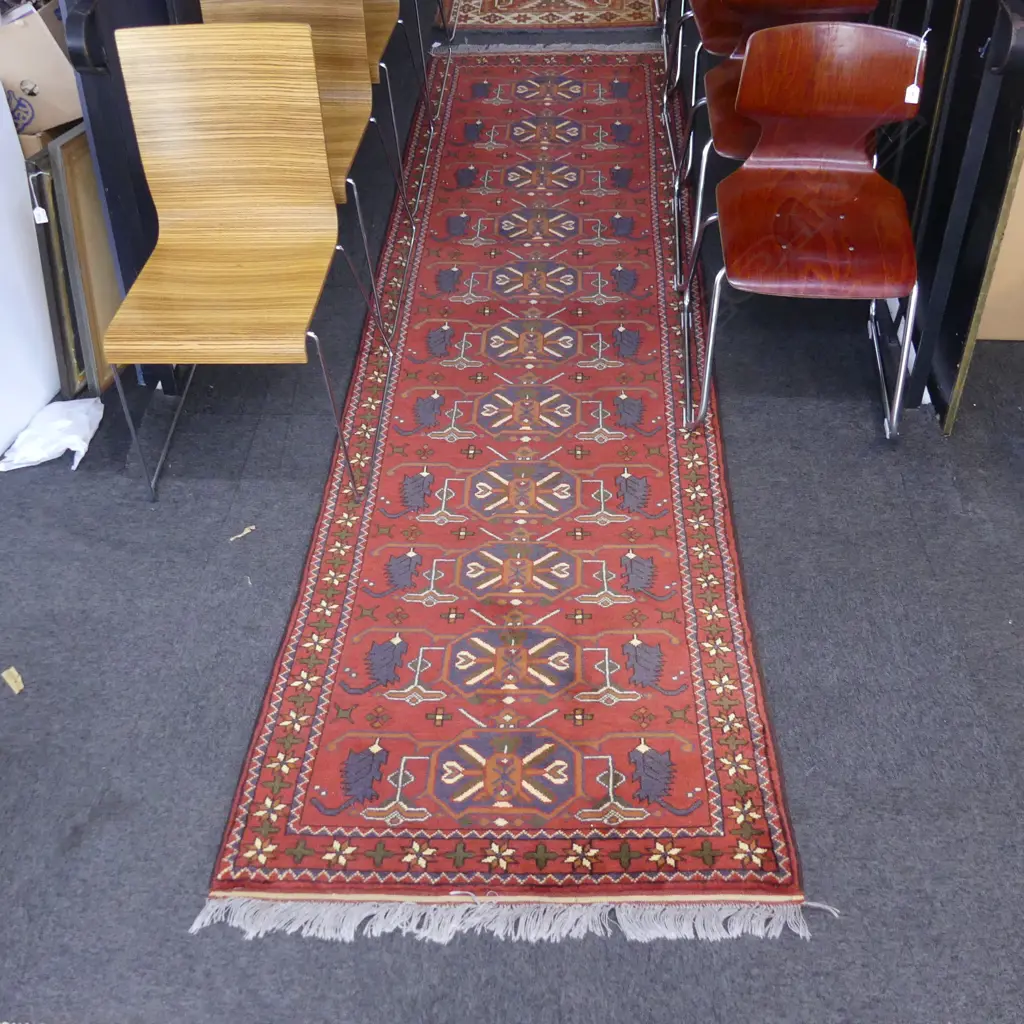 HAND KNOTTED ALL WOOL RUNNER 3200x900mm Image 1++