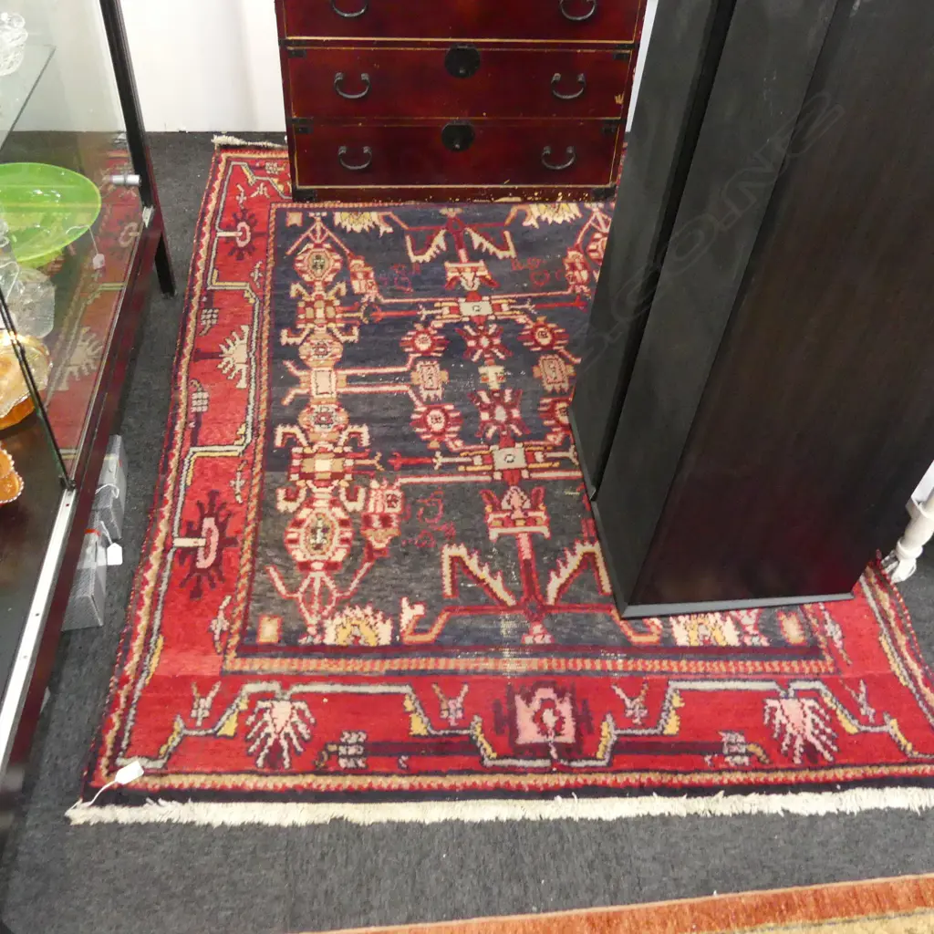 HAND KNOTTED WOOL PILE RUG some wear 2000x1370mm Image 1++