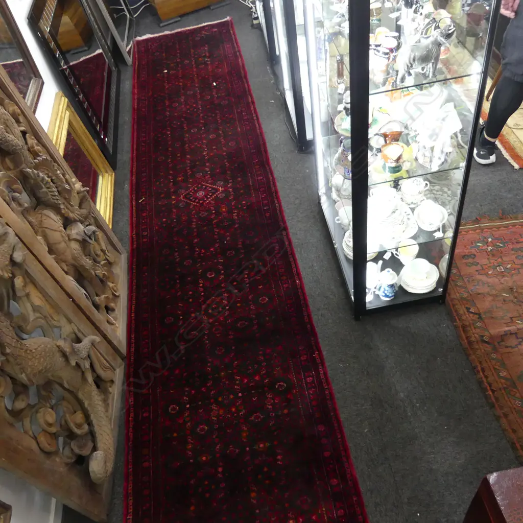 HAND KNOTTED WOOL PILE IRANIAN HAMADAN RUNNER 4200x840mm Image 1++