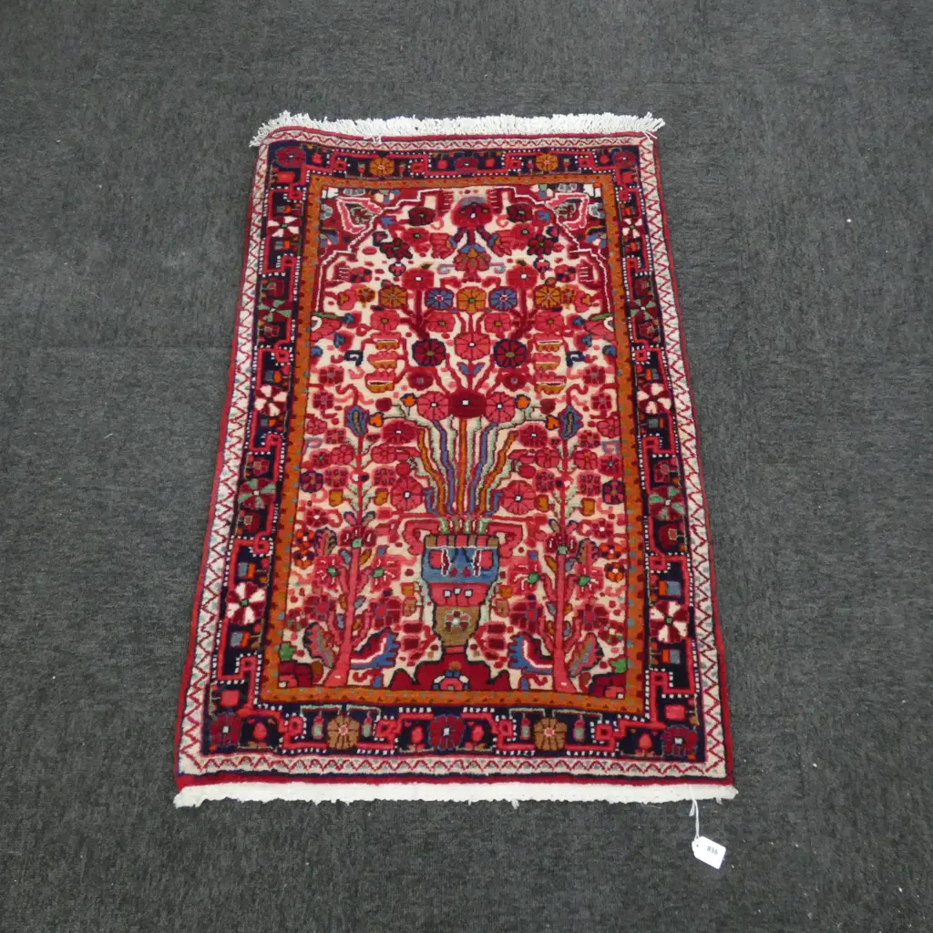 #94G PERSIAN MALAYER HAND KNOTTED RUG 97 X 65 CM Image 1++
