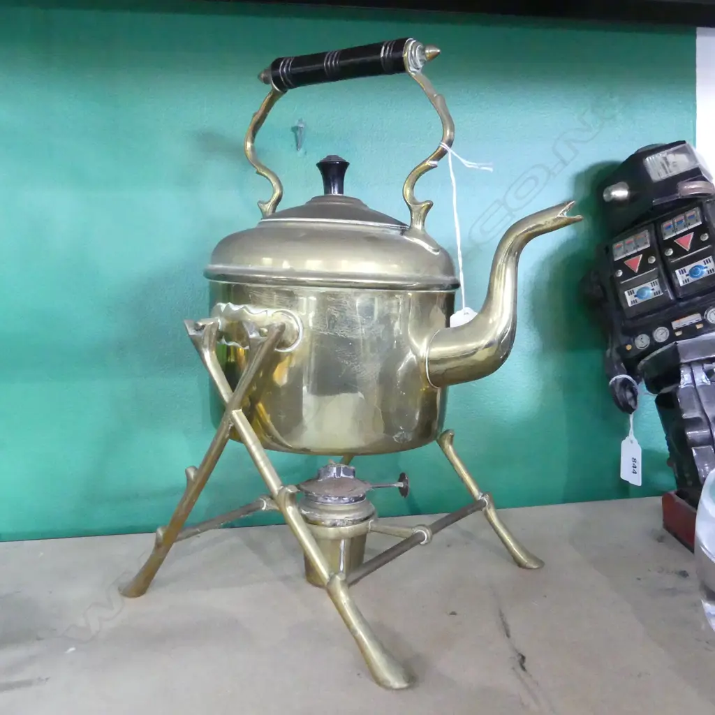 BRASS SPIRIT KETTLE ON STAND Image 1++