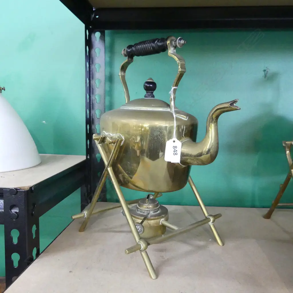 BRASS SPIRIT KETTLE ON STAND Image 1++