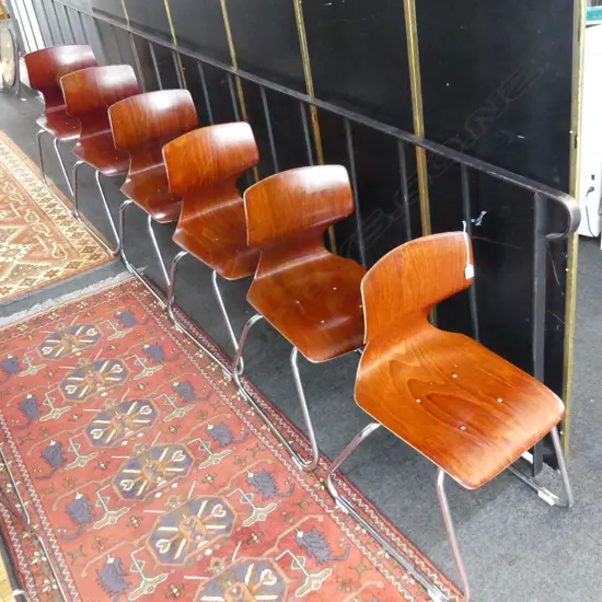 6 ADAM STEGNER FOR ELMAR FLOTOTTO VINTAGE 1960s GERMAN CHAIRS