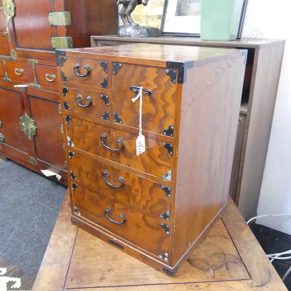 MODERN JAPANESE SMALL CABINET/COLLECTOR'S CHEST 6 DRAWER H.435mm Image 1++
