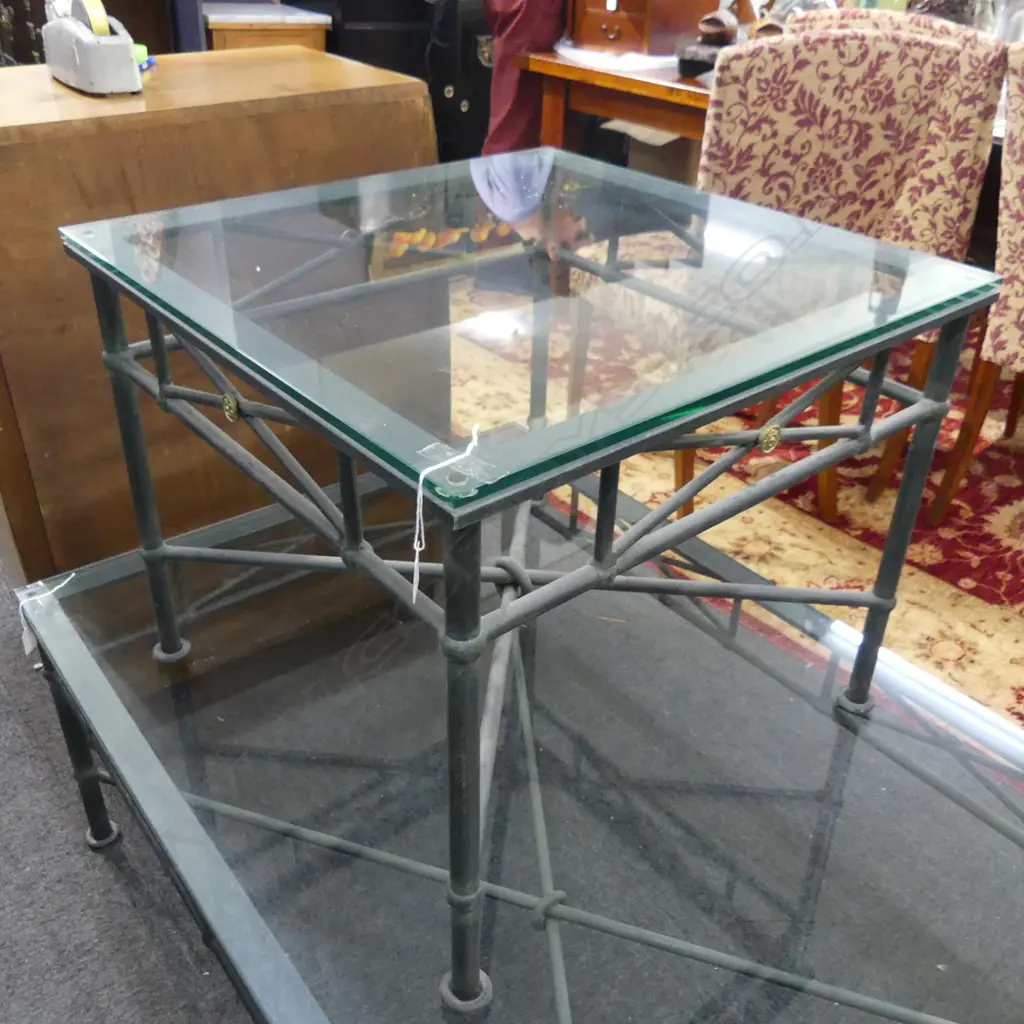 GLASS TOPPED SQUARE SIDE TABLE 600x600x500mm Image 1++