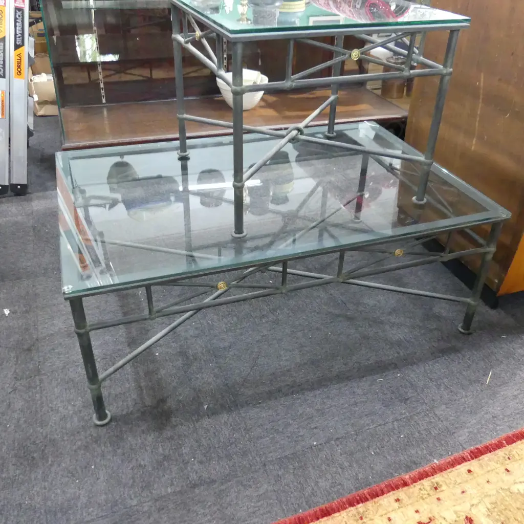 GLASS TOPPED COFFEE TABLE 1200x800x450mm Image 1++