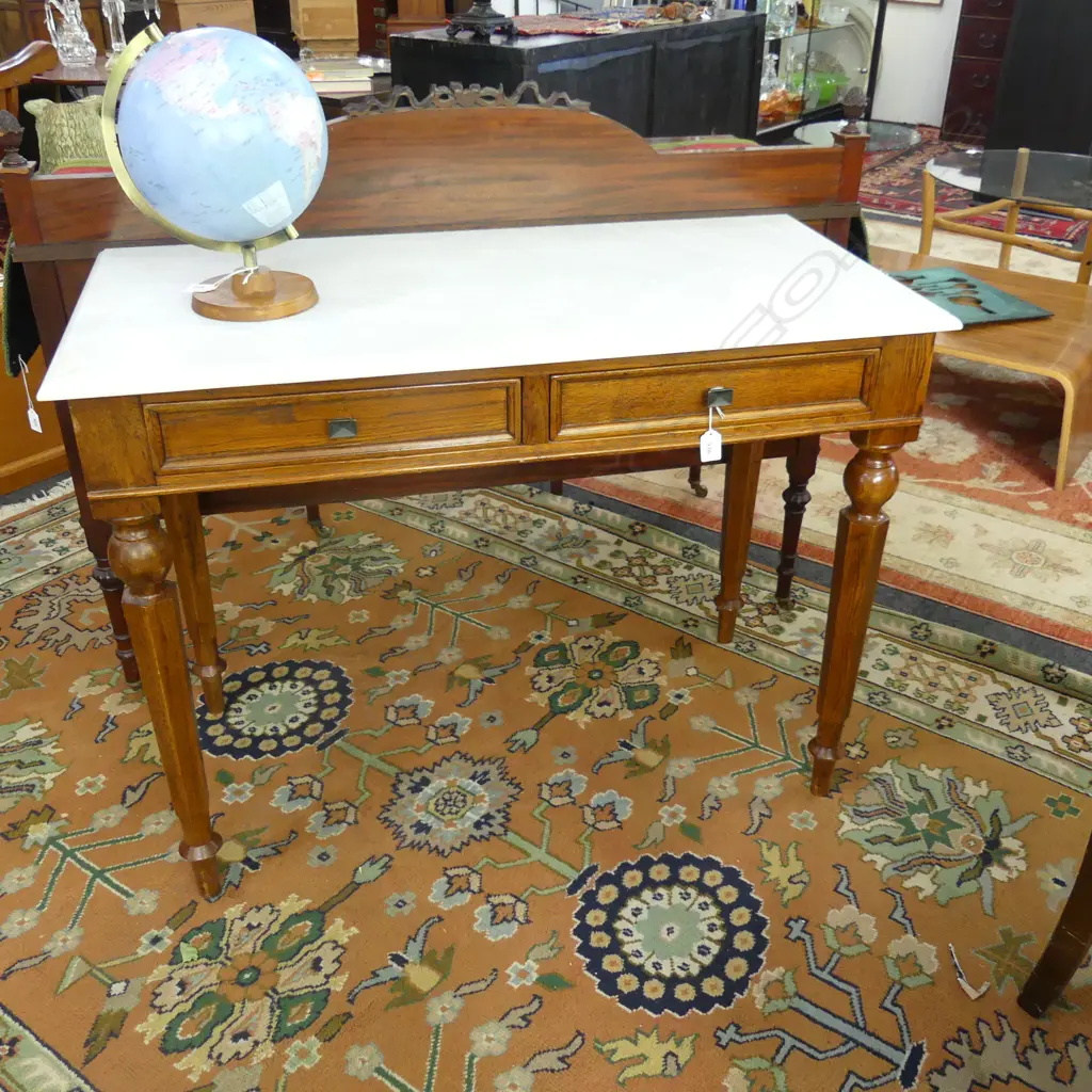 WHITE MARBLE TOPPED CONSOLE TABLE 990x470x750mm Image 1++