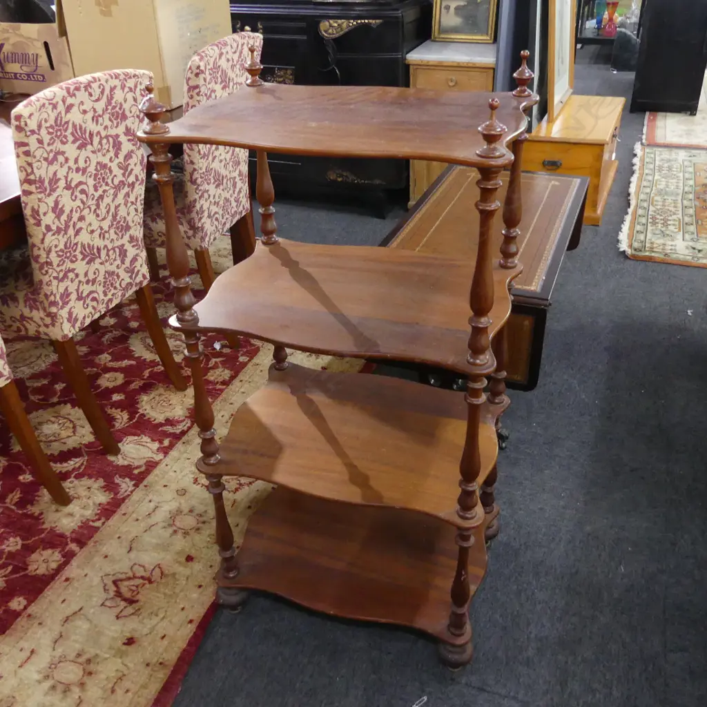MAHOGANY 4-TIER DISPLAY SHELF L 550 H 1140MM Image 1++