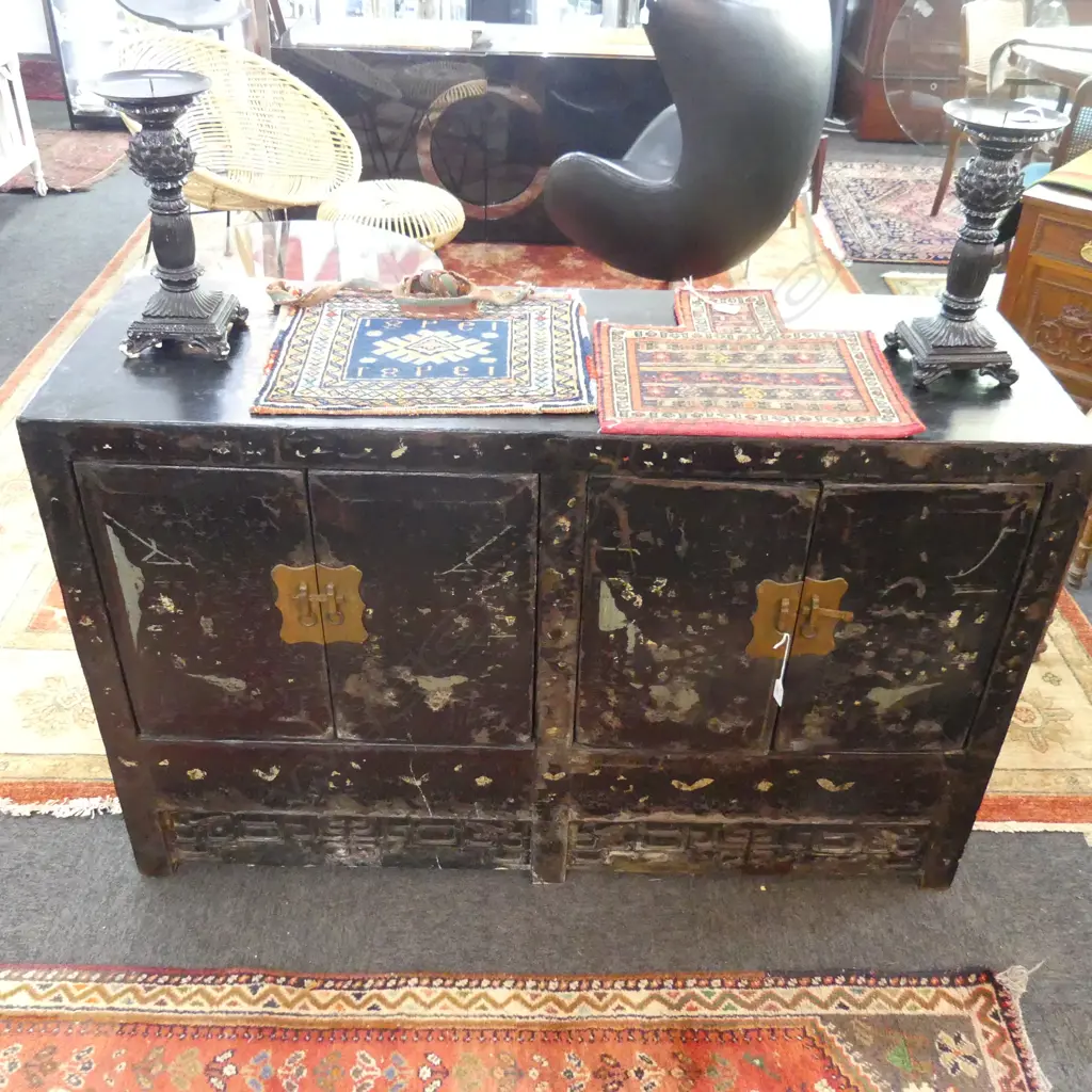 BLACK PAINTED ORIENTAL SIDEBOARD 1320x460x840mm Image 1++