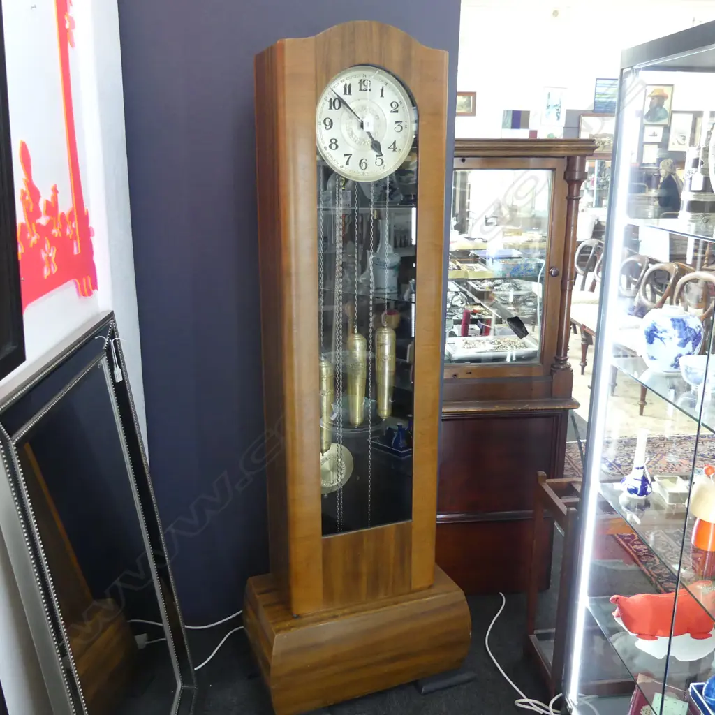 DECO STYLE GRANDFATHER CLOCK; 'MAUTHE' 670x380x1880mm Image 1++