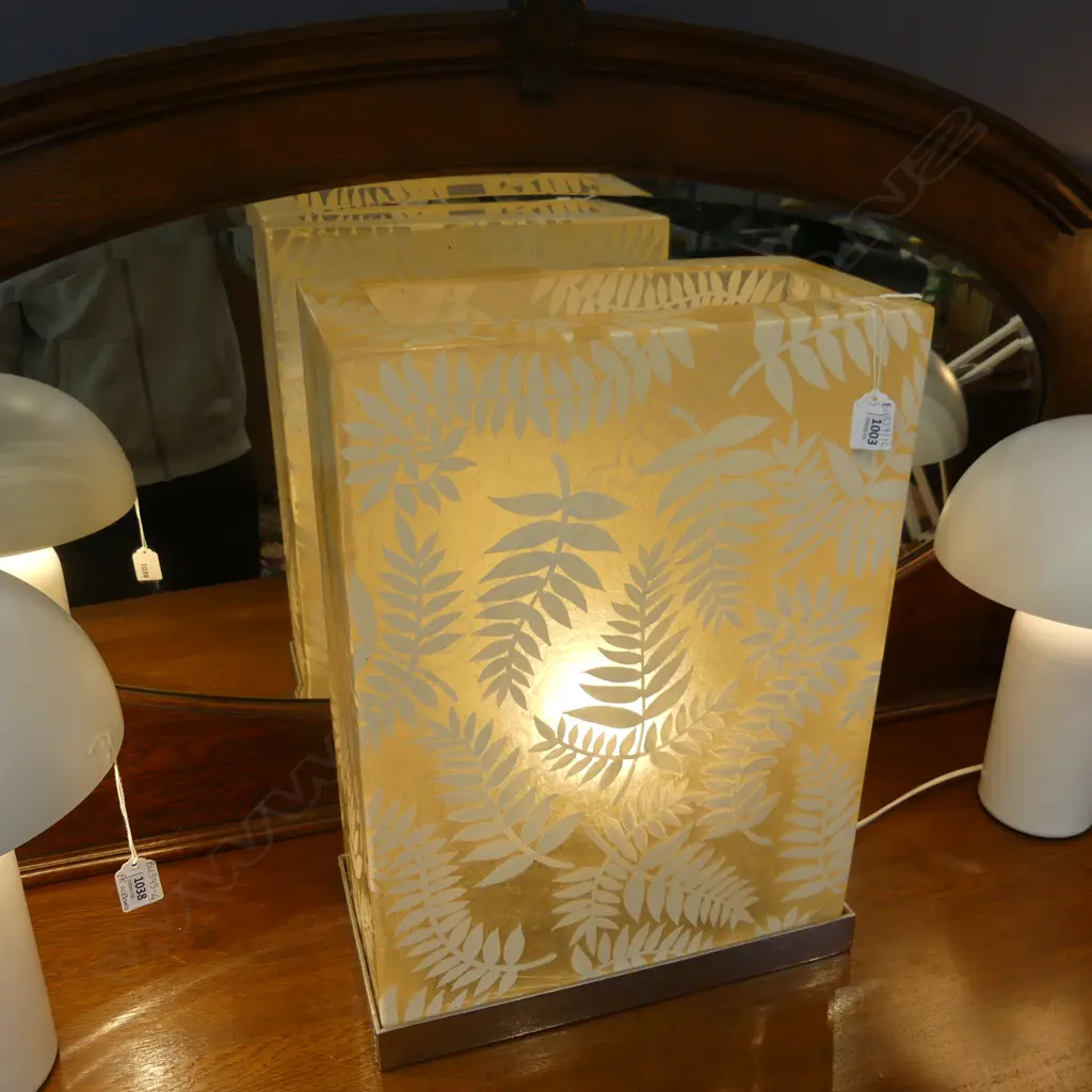 CONTEMPORARY RECTANGULAR RESIN LAMP w. FERN DESIGN AF H.500mm Image 1++