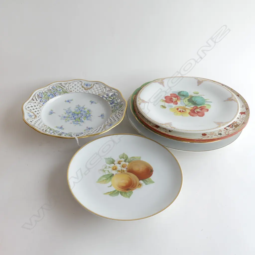 STACK ASST PLATES - INCL FORGET ME NOT LATTICE RIM DISH & ROSENTHAL. SOME HAVE PLATE DISC HANGERS Image 1++
