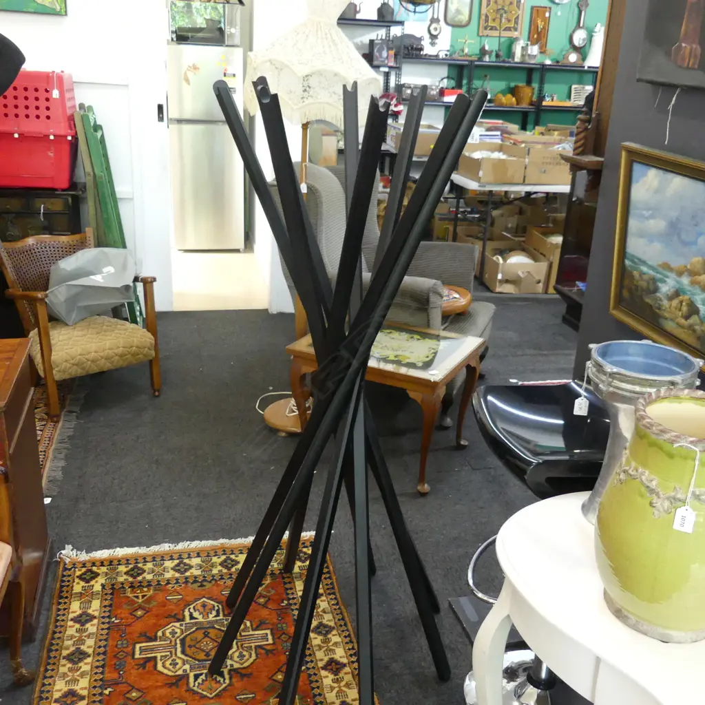 ZANOTTA (ITALIAN) MODERNIST CLOTHES RACK. RADIATING ebonised oak Image 1++