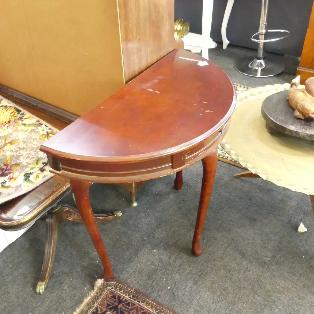 HALF ROUND MAHOGANY HALL TABLE H700MM some marks to top Image 1++