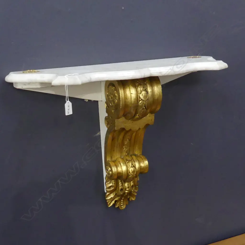 GILDED CORBEL & MARBLE WALL TABLE W.720mm Image 1++