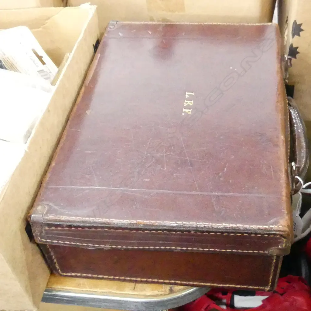 SM VINTAGE LEATHER CASE FULL OF EP CUTLERY, SERVIETTE RINGS ETC.. Image 1++