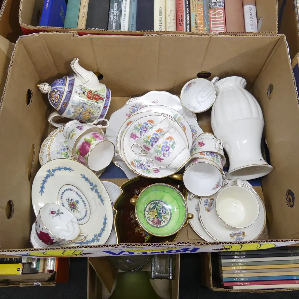 GOOD BOX ASST CHINA. INCL ROYAL STAFFORD TEA SET, CROWN DEVON, MALING ETC.. Image 1++