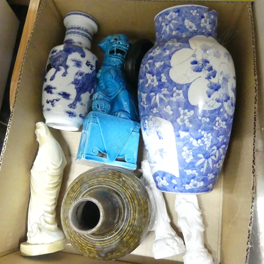 BOX OF ORIENTAL CHINA (2 VASES DAMAGED) Image 1++