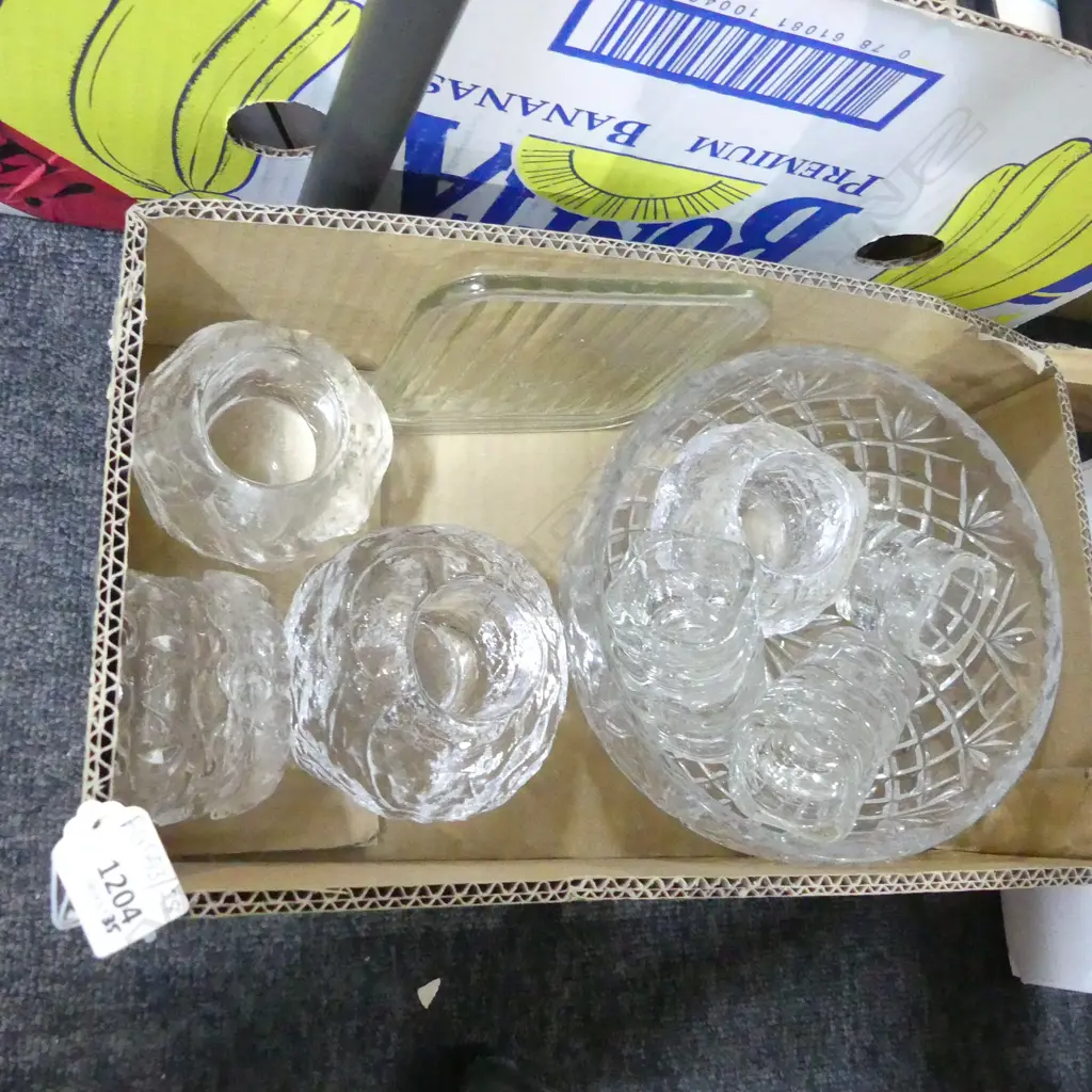 BOX LOT ASST. GLASS CANDLE HOLDERS / BOWL Image 1++