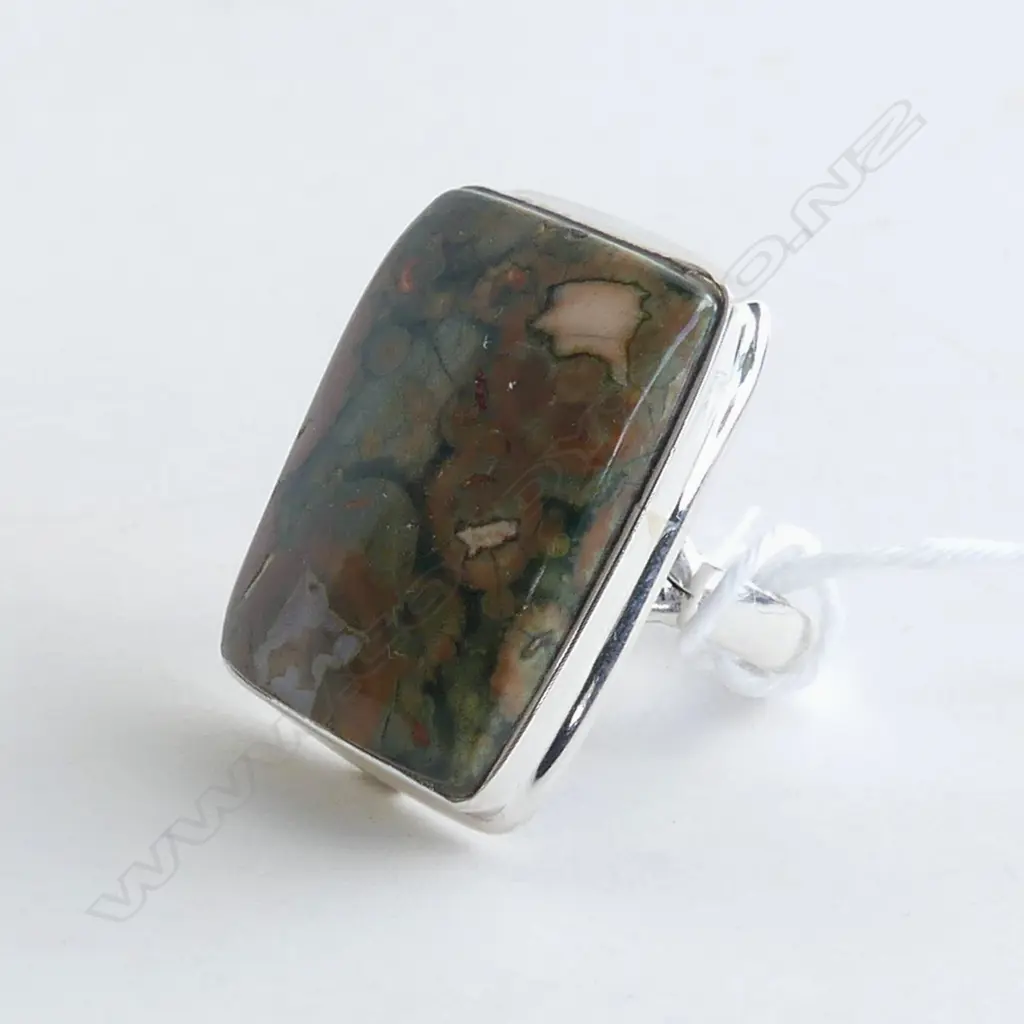 DRESS RING  AGATE & .925  SILVER, SIZE S Image 1++
